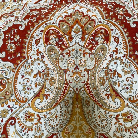 Tahari brown paisley duvet cover+ pillowcase tapestry buttons 82"x 92" - Picture 2 of 5